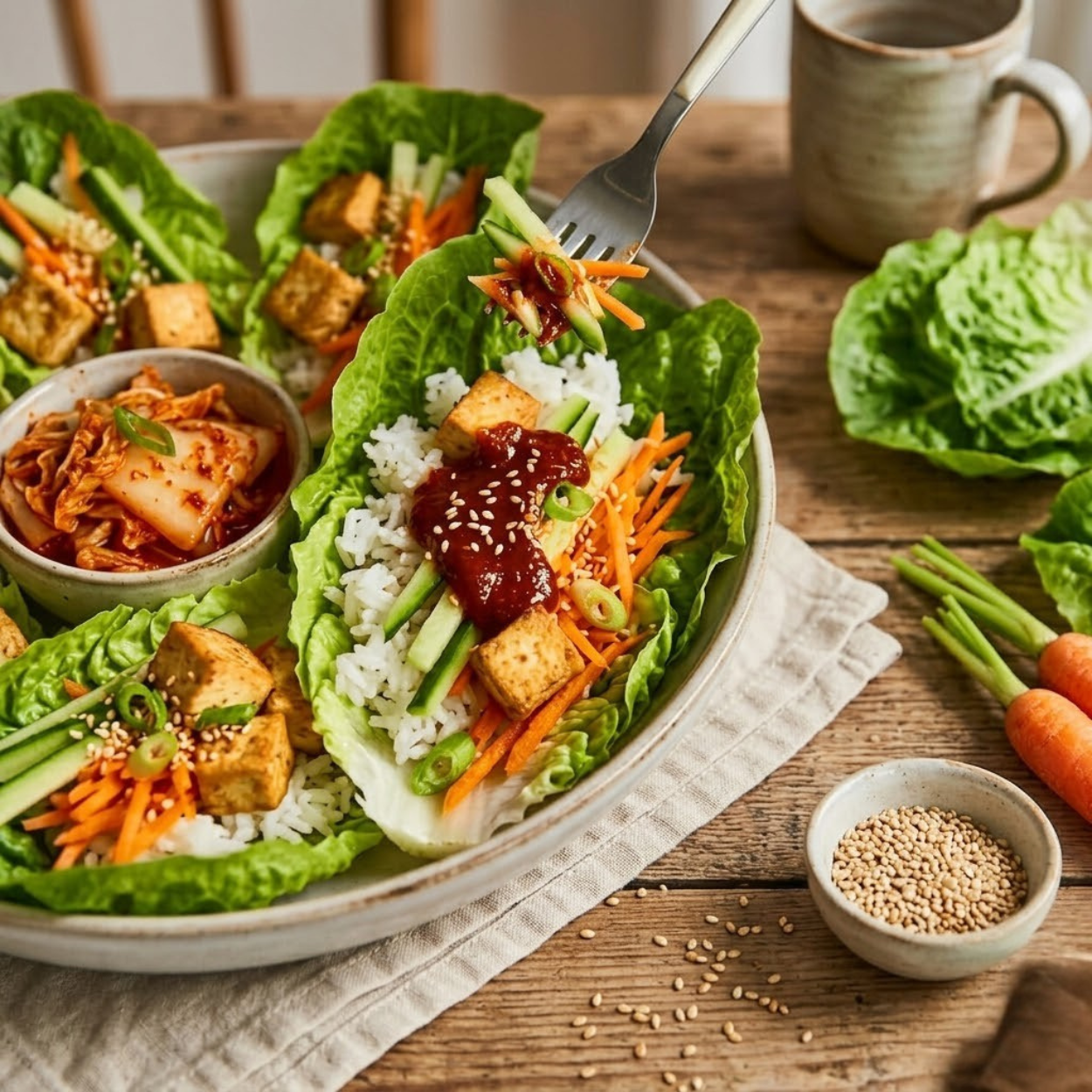 Korejský zeleninový wrap se Ssamjang pastou